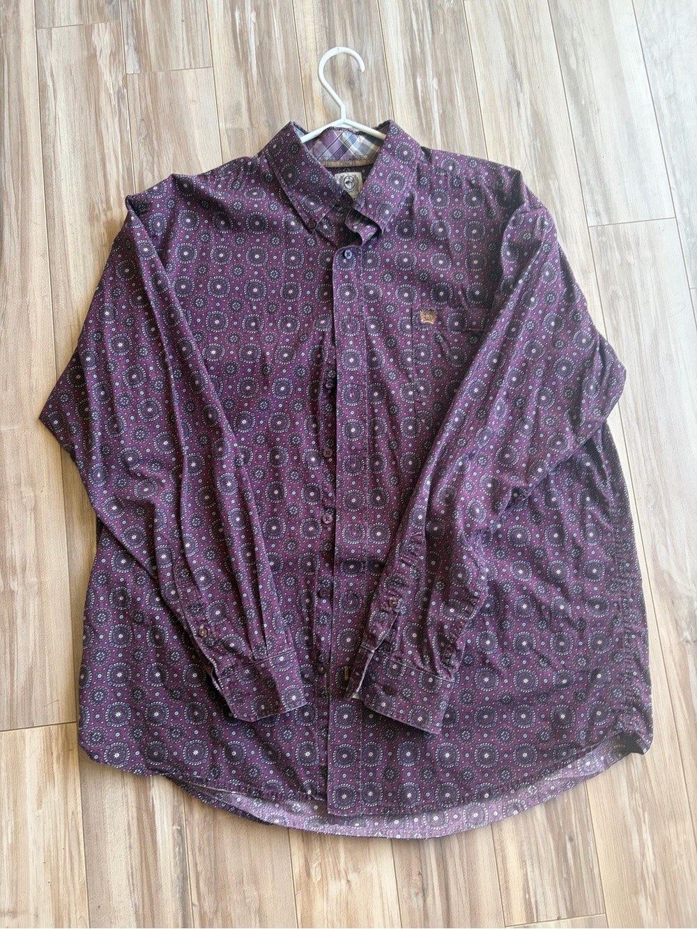 Cinch Men's Burgundy Patterned Button-Down Shirt